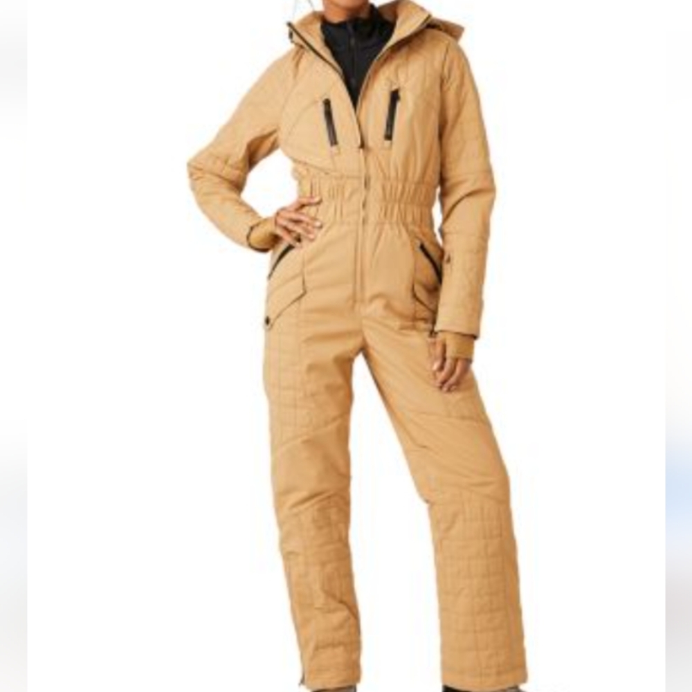 Free People Movement all Prepped Ski suit in almond color